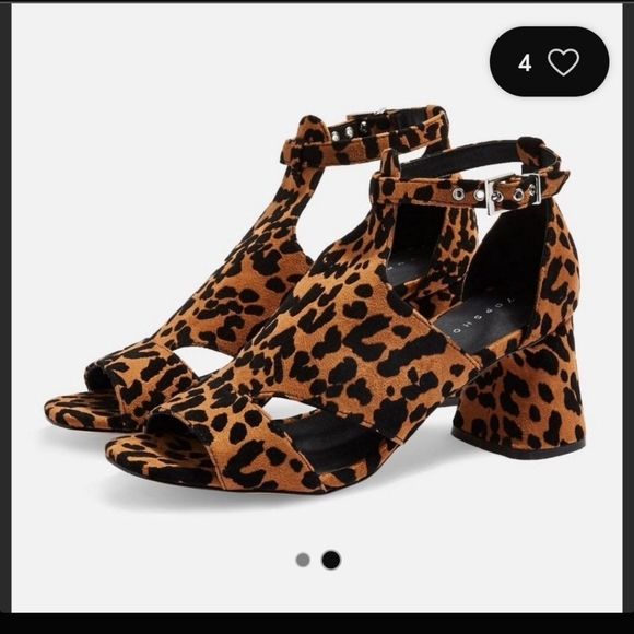 NWT TOPSHOP Destiny Animal Print Block Heel Sandals Size 37 - Picture 3 of 9